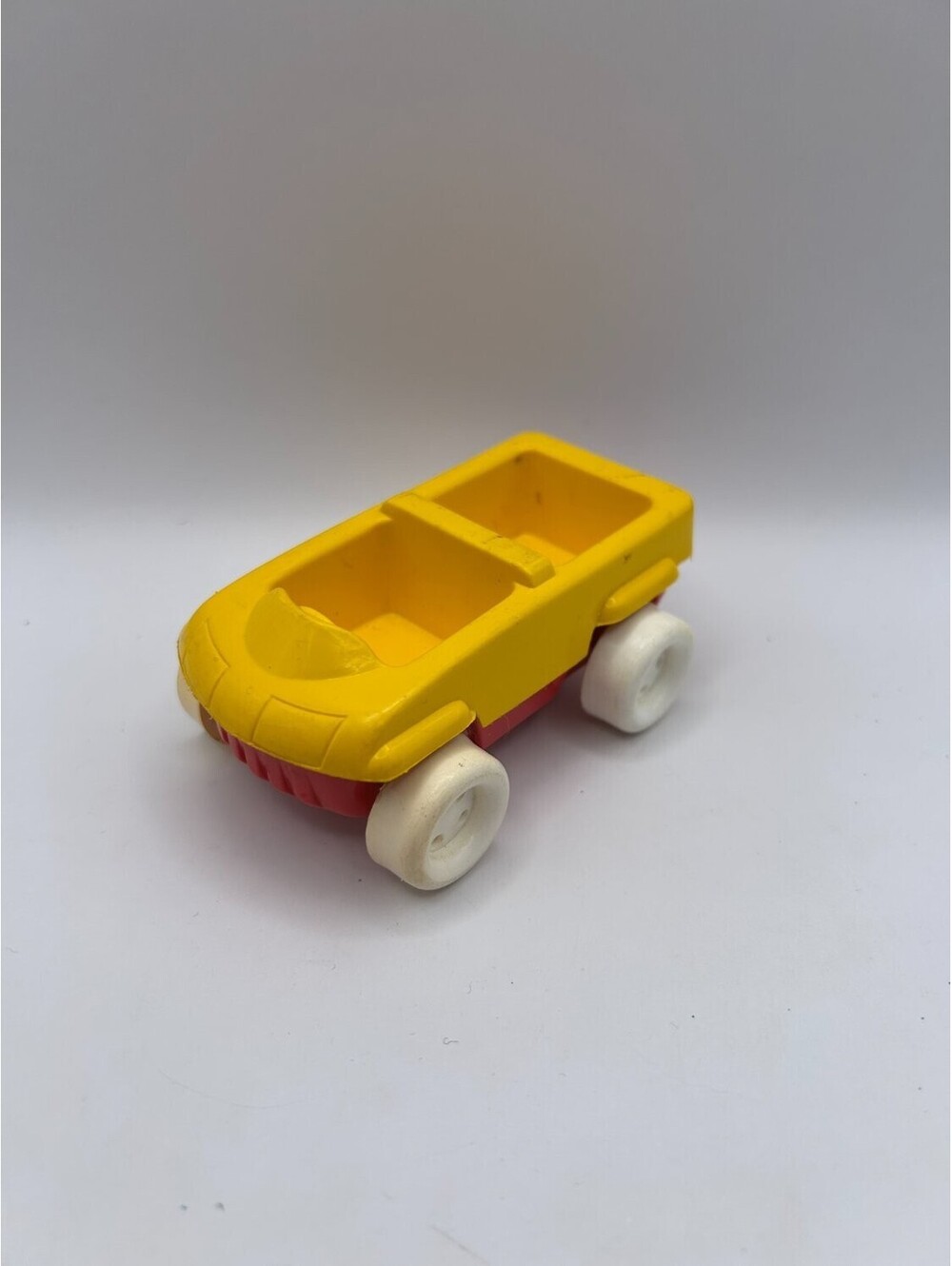 CBS Toys ©1981 Yellow Red Preschool Plastic Car Open Top White Wheels Used